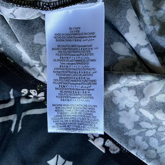 BCBG Max Azria Black Floral Sleeveless Faux Leather Shoulders Midi Dress Size S - Picture 5 of 5